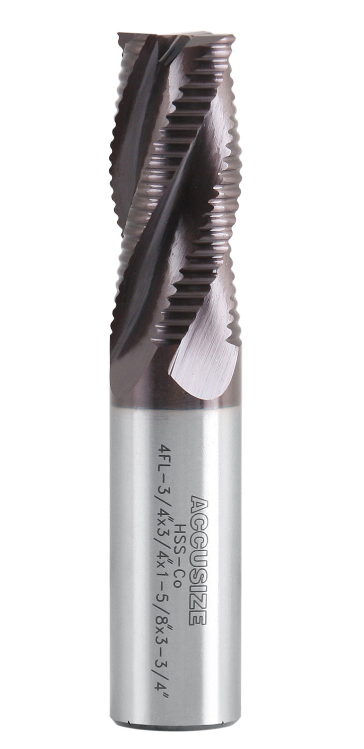 Standard Tooth M42 8% Cobalt Tialn Roughing End Mill, 3/4'' by 3/4'' by 1-5/8'' Flt Length, 1102-0034