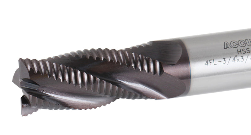 3/4'' Fine Tooth M42 8% Cobalt Tialn Roughing End Mill, 3/4'' Shk Dia, 1-5/8'' Flute Length, 3-3/4'' Oal, 4 Flute, 1104-0034