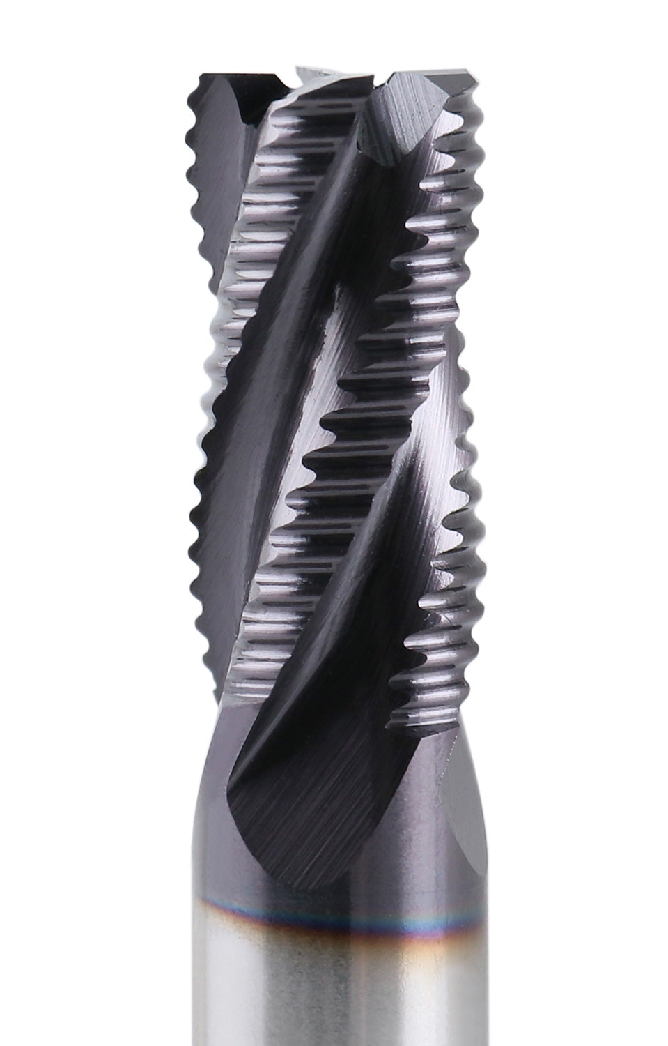 3/8'' Fine Tooth M42 8% Cobalt Tialn Roughing End Mill, 3/8'' Shk Dia, 3/4'' Flute Length, 2-1/2'' Oal, 4 Flute, 1104-0038