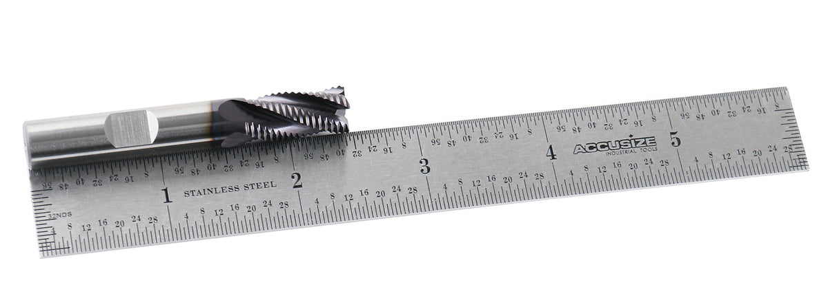 3/8'' Fine Tooth M42 8% Cobalt Tialn Roughing End Mill, 3/8'' Shk Dia, 3/4'' Flute Length, 2-1/2'' Oal, 4 Flute, 1104-0038