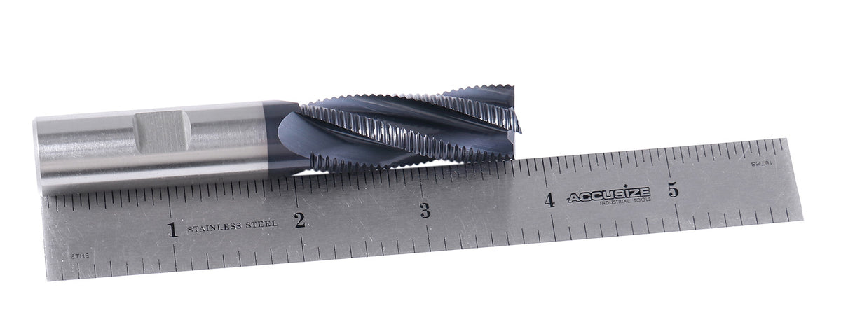 5/8'' Fine Tooth M42 8% Cobalt Tialn Roughing End Mill, 5/8'' Shk Dia, 1-5/8'' Flute Length, 3-3/4'' Oal, 4 Flute, 1104-0058