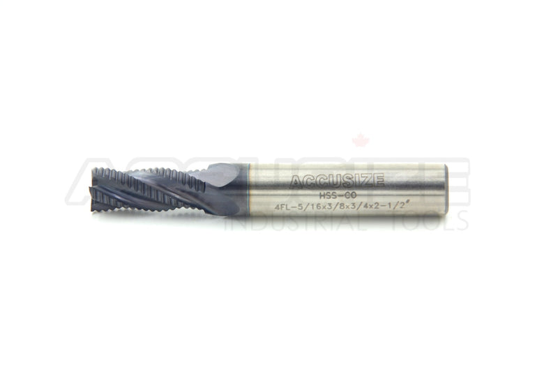 Fine Tooth, TiAlN Coated, M42-8% Cobalt Roughing End Mills