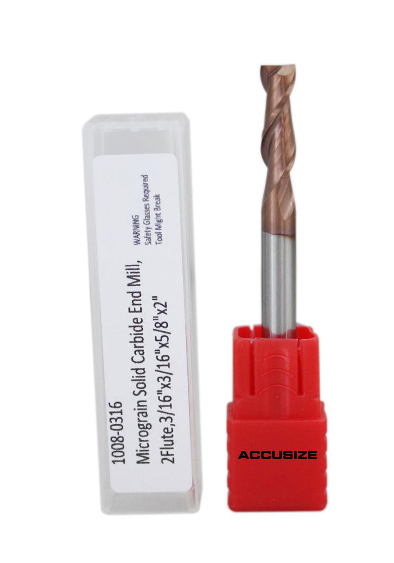 Solid Carbide End Mills, 2-Flute and 4-Flute