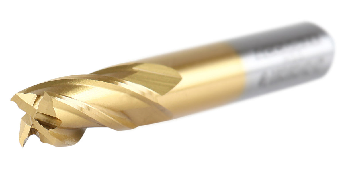 3/8'' Dia, 3/8'' Shk Dia, 3/4'' Flt Length, 2-1/2'' Oal, H.S.S. Finishing, Tin Coating End Mill, 1400-3209