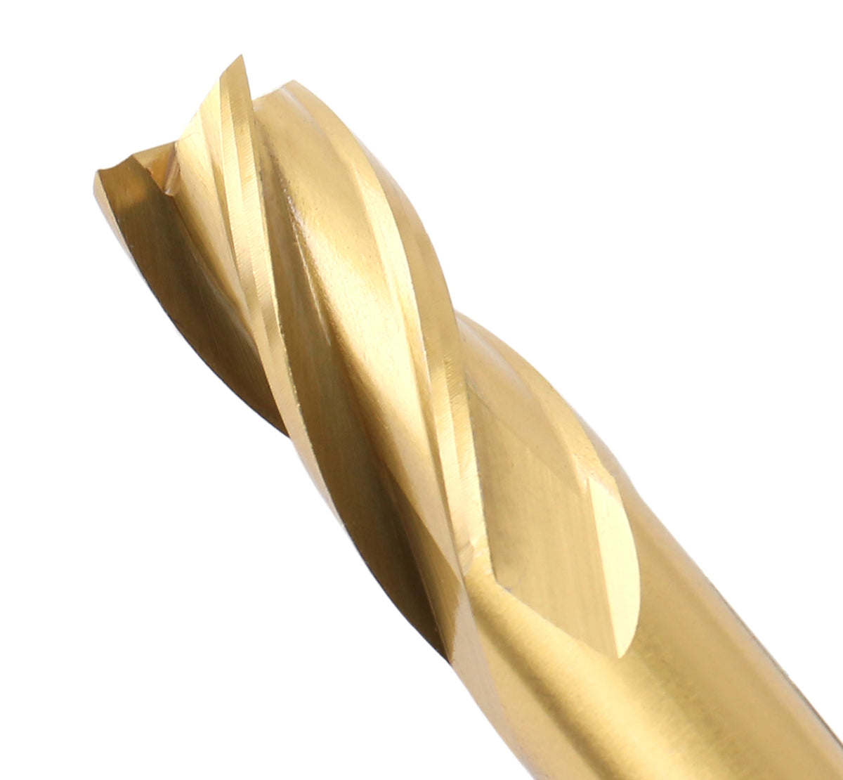 3/8'' Dia, 3/8'' Shk Dia, 3/4'' Flt Length, 2-1/2'' Oal, H.S.S. Finishing, Tin Coating End Mill, 1400-3209