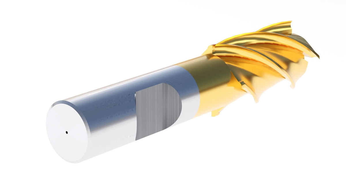 1'' Dia, 3/4'' Shk Dia, 1-7/8'' Flt Length, 4-1/8'' Oal, H.S.S. Finishing, Tin Coating End Mill, 1400-3220