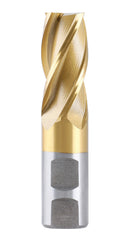 Fraises d'extrémité H.S.S., revêtues d'étain, 4 cannelures