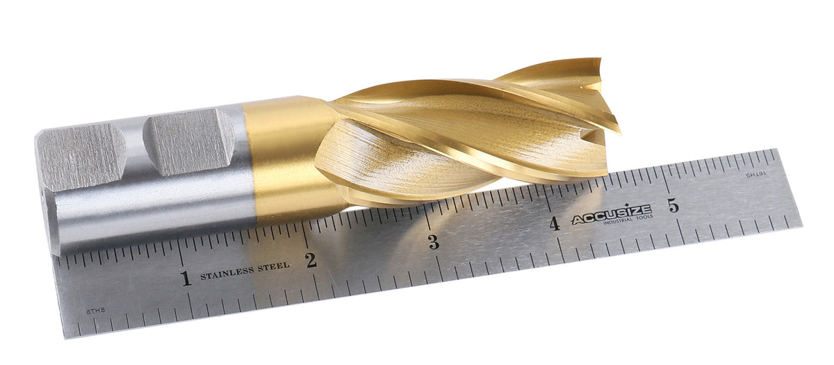 H.S.S. End Mills, TIN Coated, 4 Flute