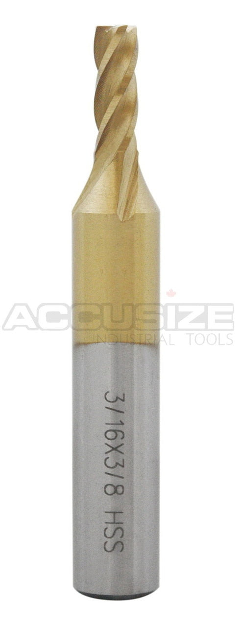 H.S.S. End Mills, TIN Coated, 4 Flute