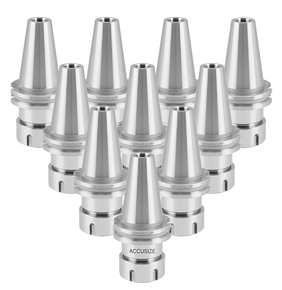 8000 Rpm, 10 Pc Cat40-Er32 V-Flange Collet Chucks, Projection Length 2.76'', 1601-0015x10