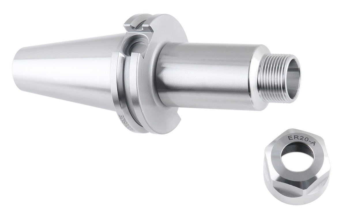 Cat40 V-Flange Collet Chuck for Er20 Collets, Draw Bar Thread 5/8-11'', 8000 RPM, with A Projection Length 4'', 1601-0030
