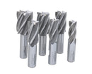 6 Pc Multi Flute Bridgeport H.S.S. End Mills Set, 3/4'' Shank, 4 and 6 Flute, Cutting Dia from 3/4'' to 1-1/2'', 1822-0206