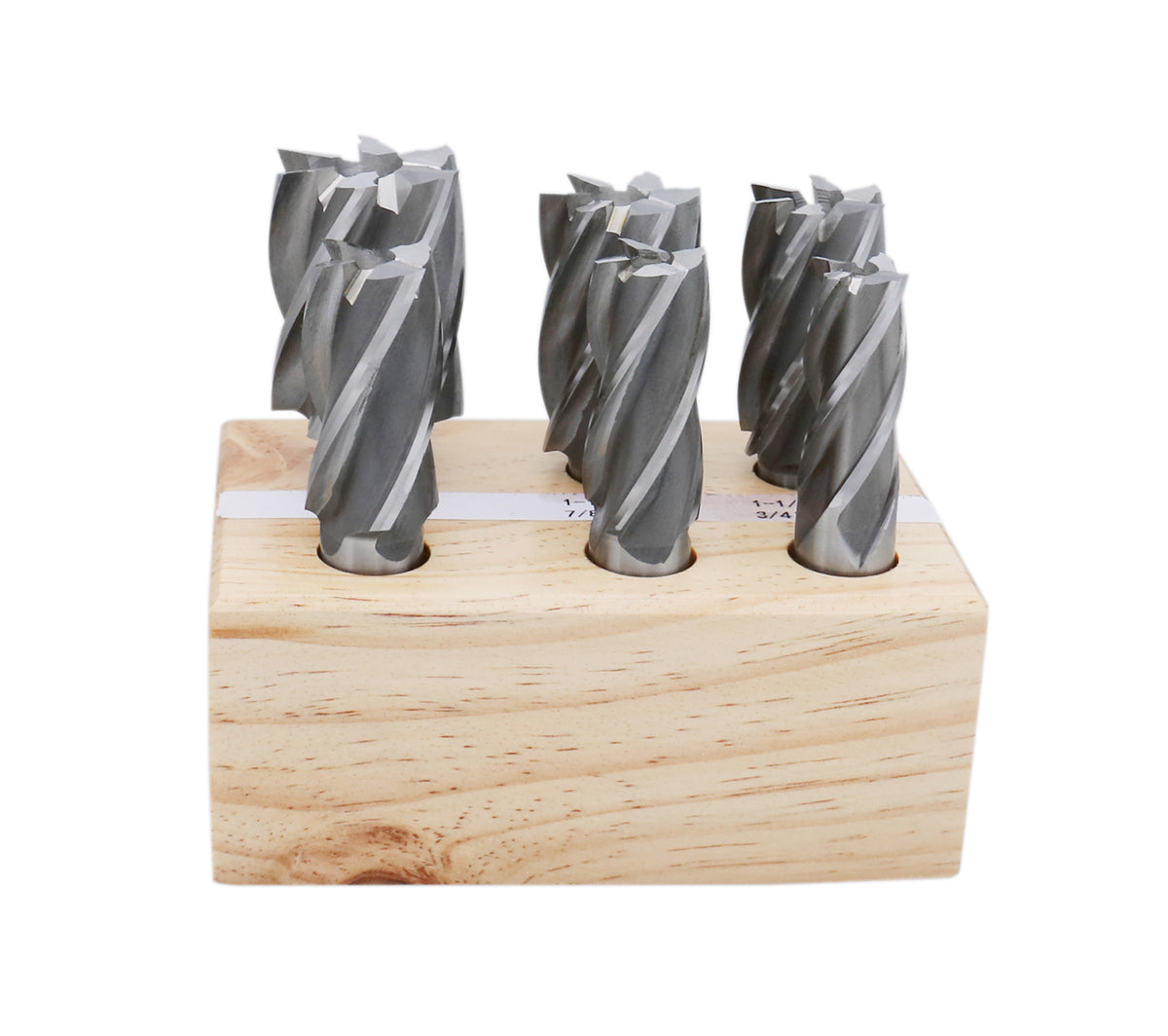 6 Pc Multi Flute Bridgeport H.S.S. End Mills Set, 3/4'' Shank, 4 and 6 Flute, Cutting Dia from 3/4'' to 1-1/2'', 1822-0206
