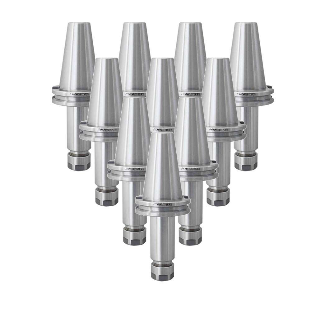 2001-0010x10, 10 Pcs Premium CAT40-ER16 Chuck, V-Flange Collet Chuck w/ 4'' Gage Length, Balanced to 20,000 RPM at G2.5