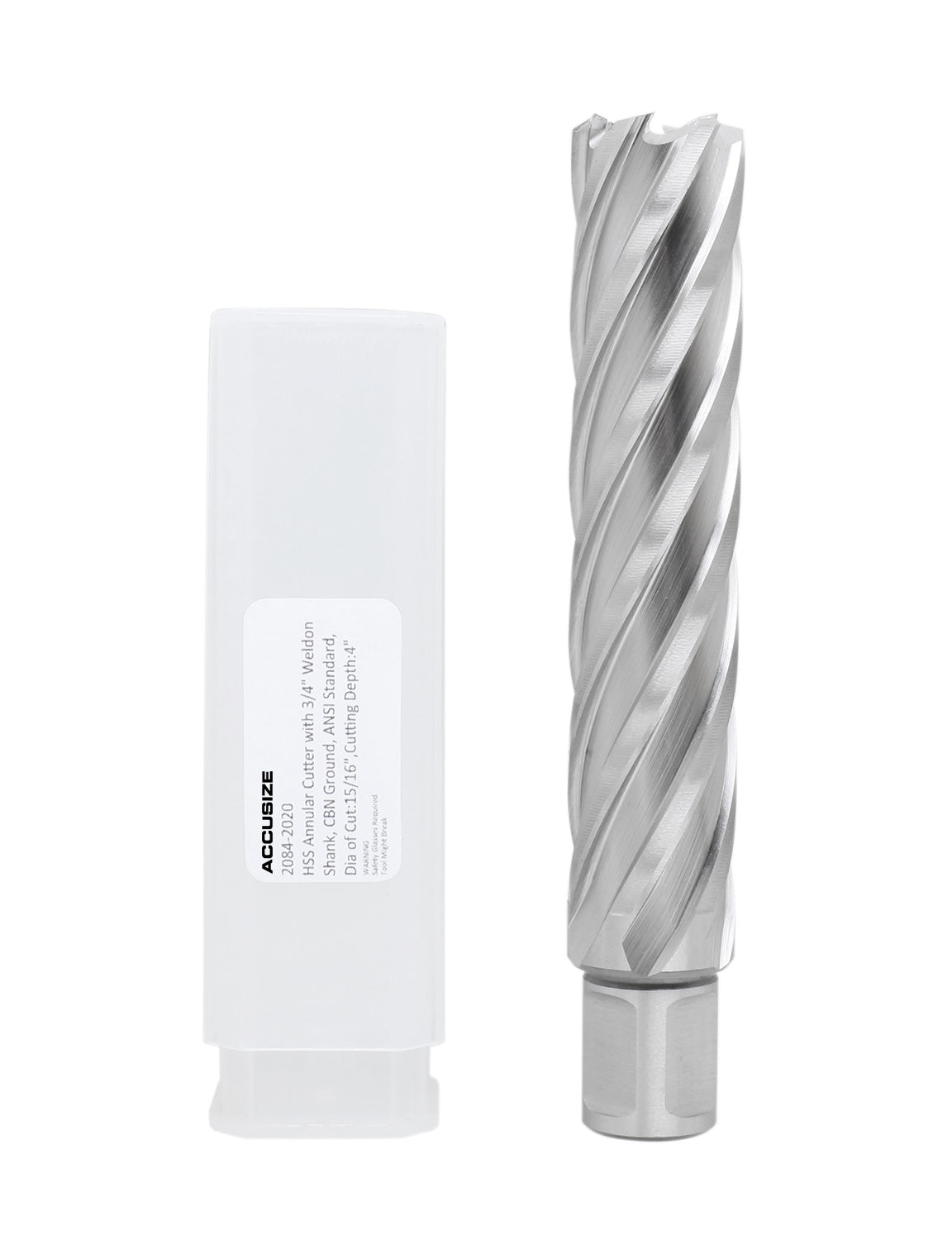 Accusize Industrial Tools 15/16" Cutting Dia x 4" Cutting Depth with 3/4" Weldon Shank High Speed Steel Slugger Cutter, CBN Ground, 2084-2020
