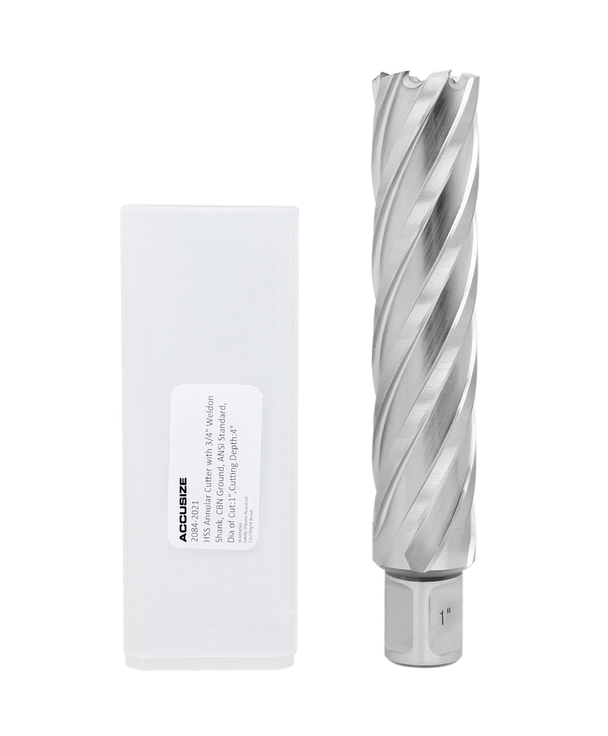 Accusize Industrial Tools 1" Cutting Dia x 4" Cutting Depth with 3/4" Weldon Shank High Speed Steel Slugger Cutter, CBN Ground, 2084-2021