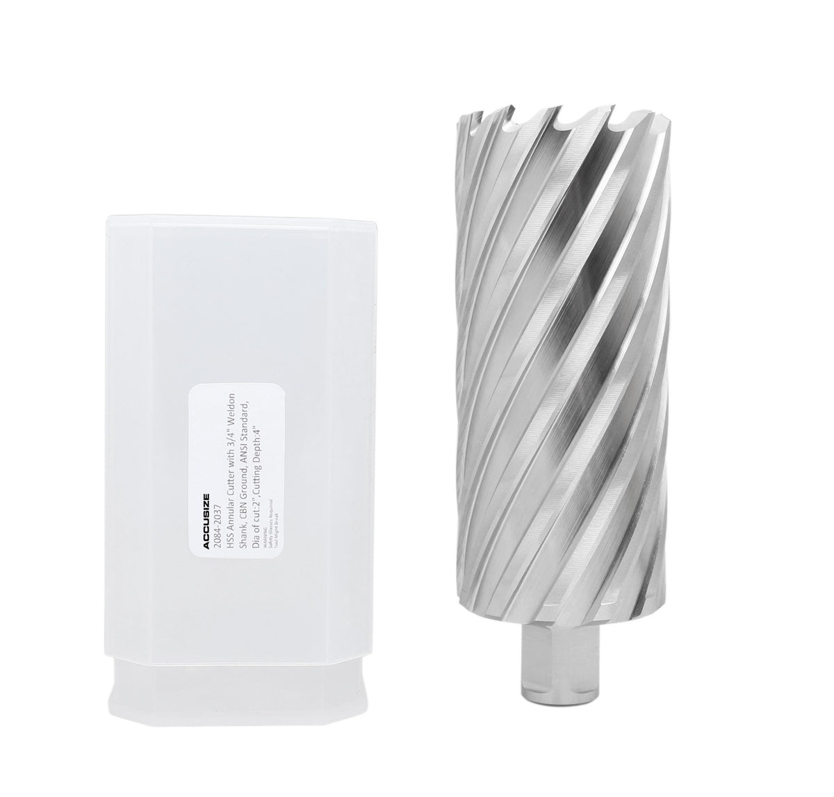 Accusize Industrial Tools 2" Cutting Dia x 4" Cutting Depth with 3/4" Weldon Shank High Speed Steel Slugger Cutter, CBN Ground, 2084-2037
