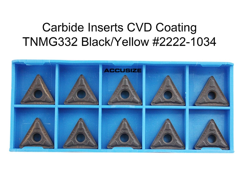 Inserts en carbure TNMG, revêtement CVD, noir/jaune, 10 ps/boîte