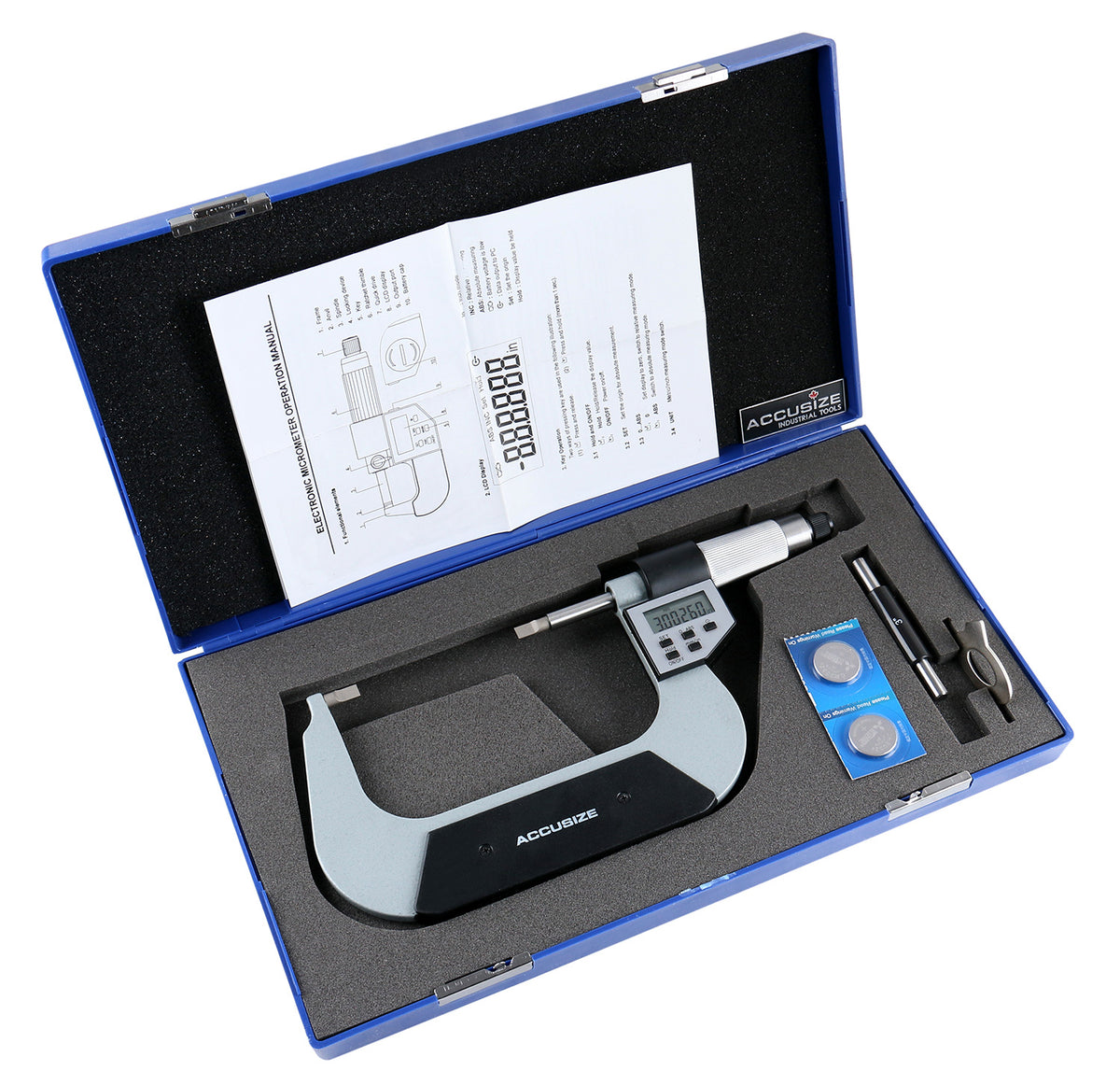 3-4'' by 0.00005'' Blade Electronic Digital Micrometer Abs/Inc Interchangeable, 2312-4010