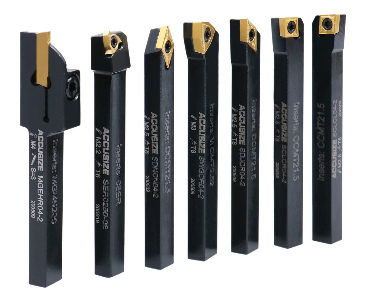 1/4'' Shank 7 Pc Indexable Carbide Turning Tool Set in Fitted Box, 2387-2001