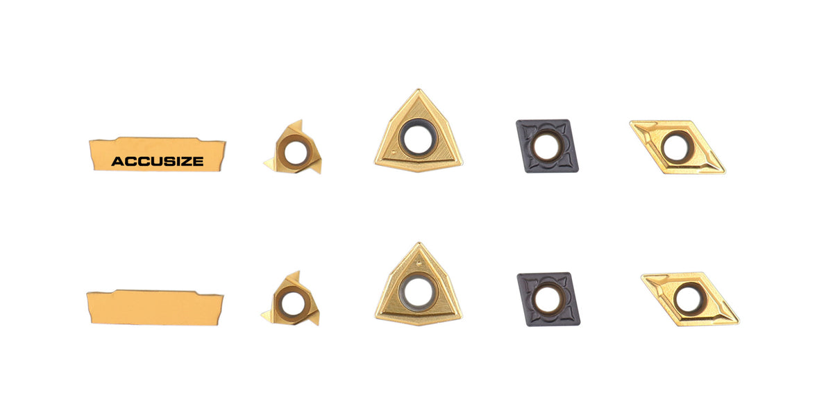 2 pièces de chaque type d'inserts en carbure pour les jeux d'outils de tournage en carbure Accusize 7ps indexables, enduit CVD et revêtu d'étain, total de 10 pièces