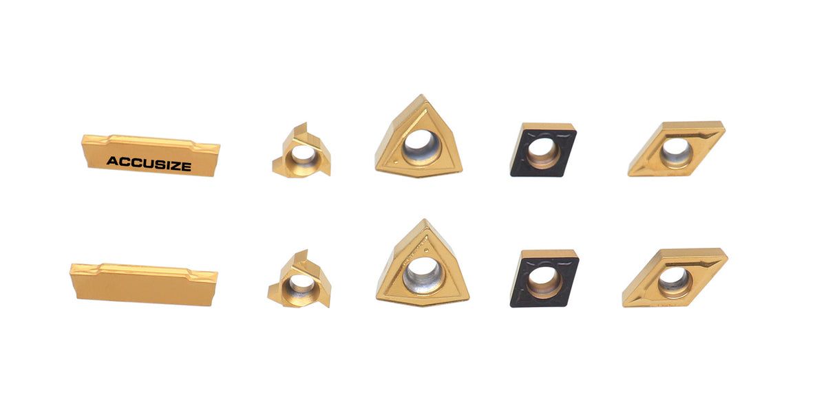 2 pièces de chaque type d'inserts en carbure pour les jeux d'outils de tournage en carbure Accusize 7ps indexables, enduit CVD et revêtu d'étain, total de 10 pièces