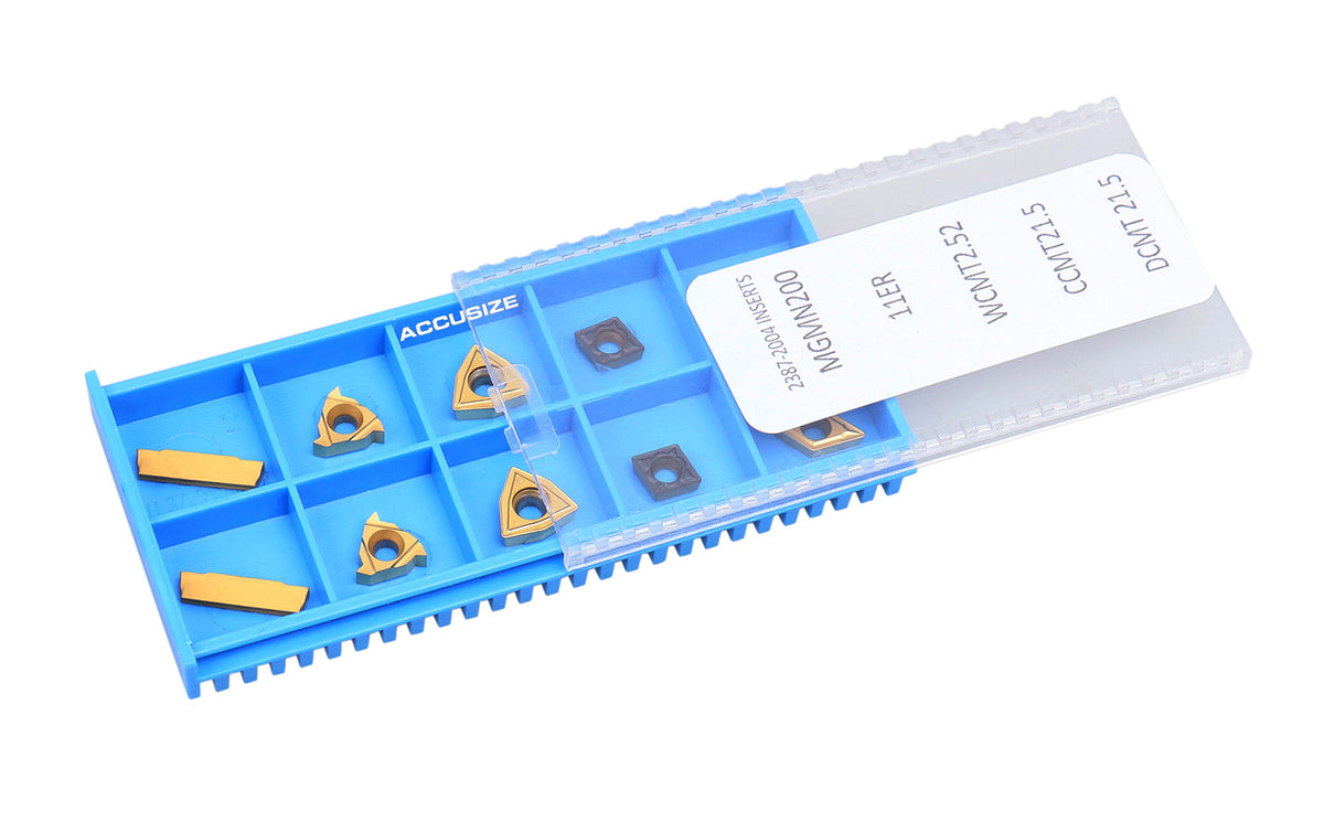 2 pièces de chaque type d'inserts en carbure pour les jeux d'outils de tournage en carbure Accusize 7ps indexables, enduit CVD et revêtu d'étain, total de 10 pièces