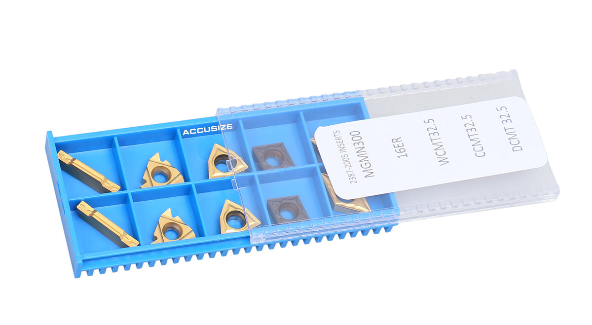 2 pièces de chaque type d'inserts en carbure pour les jeux d'outils de tournage en carbure Accusize 7ps indexables, enduit CVD et revêtu d'étain, total de 10 pièces