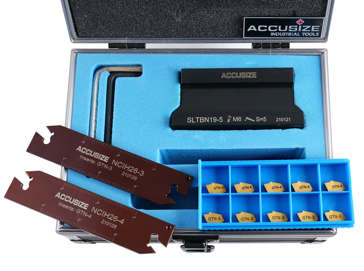 3/4'' Self-Lock Block Sltbn19-5 with 5 Pcs Gtn-3 Inserts, 5 Pcs Gtn-4 Inserts, Blade Ncih26-3 and Blade Nich26-4, 2410-0013