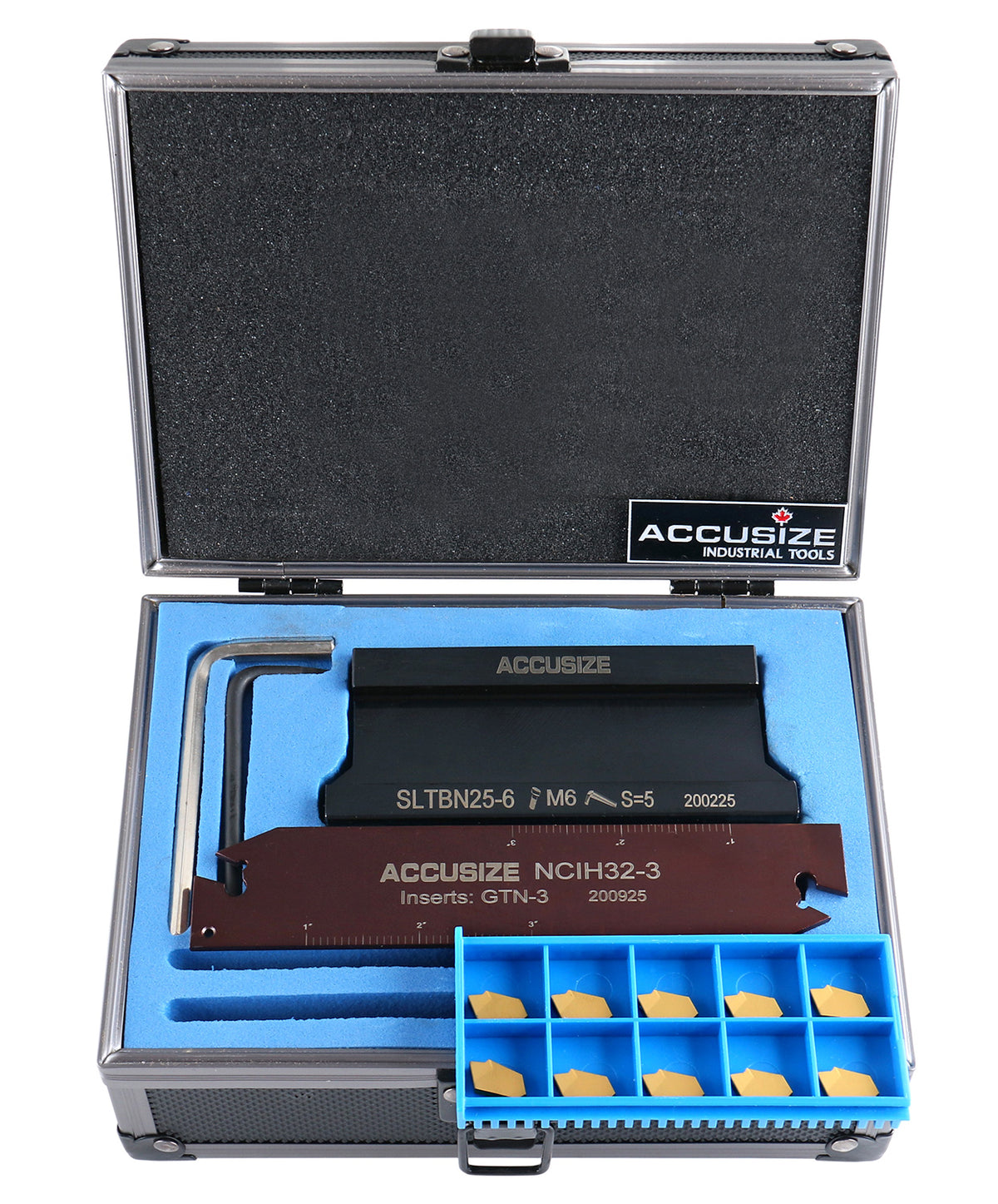 1'' Self-Lock Block Sltbn25.4-6 with 10 Pcs Gtn-3 Carbide Inserts and 1 Pc 0.120'' Width Ncih32-3 Blade, 2410-1010