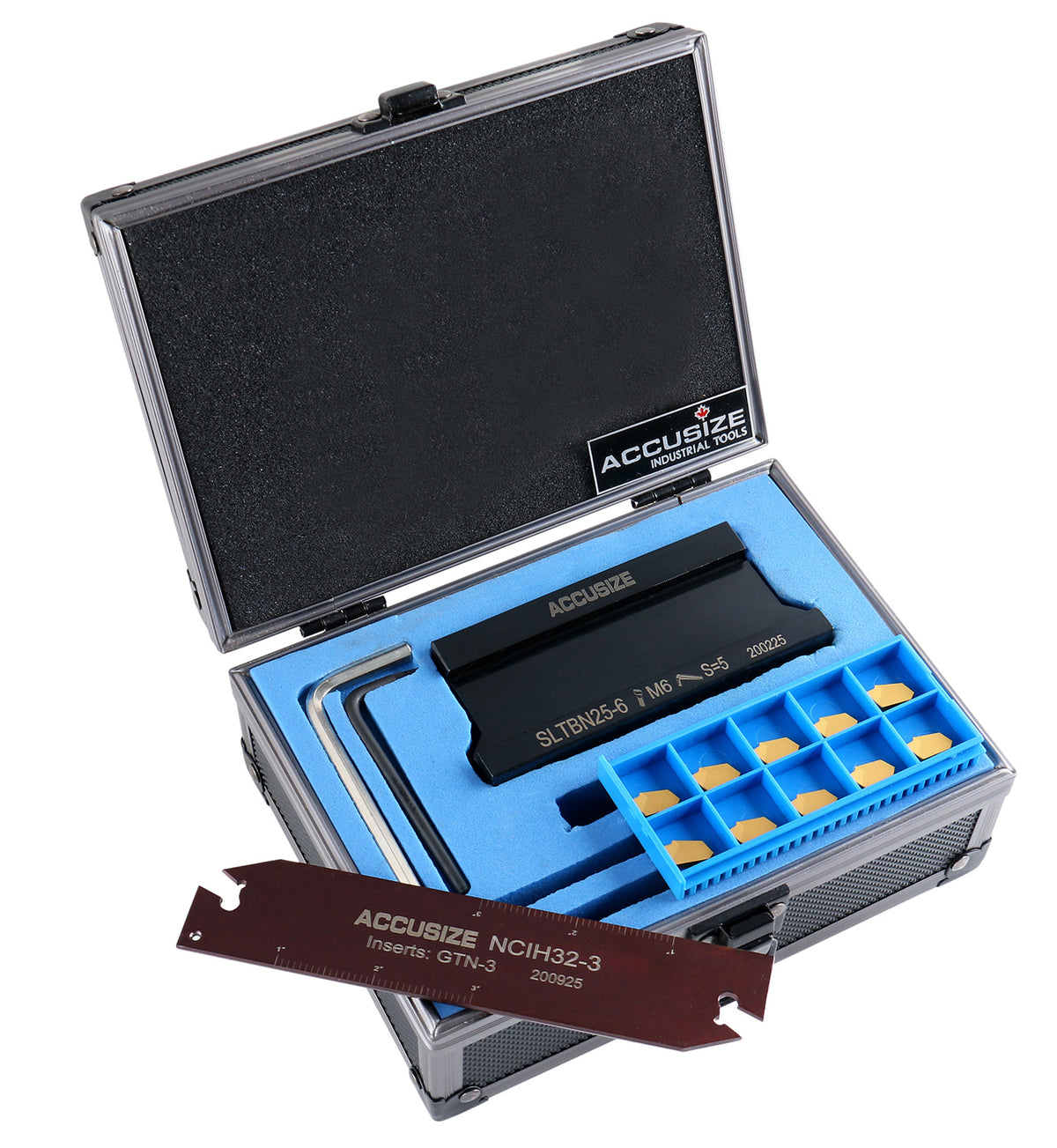 1'' Self-Lock Block Sltbn25.4-6 with 10 Pcs Gtn-3 Carbide Inserts and 1 Pc 0.120'' Width Ncih32-3 Blade, 2410-1010