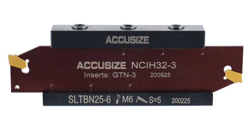1'' Self-Lock Block Sltbn25.4-6 with 10 Pcs Gtn-3 Carbide Inserts and 1 Pc 0.120'' Width Ncih32-3 Blade, 2410-1010