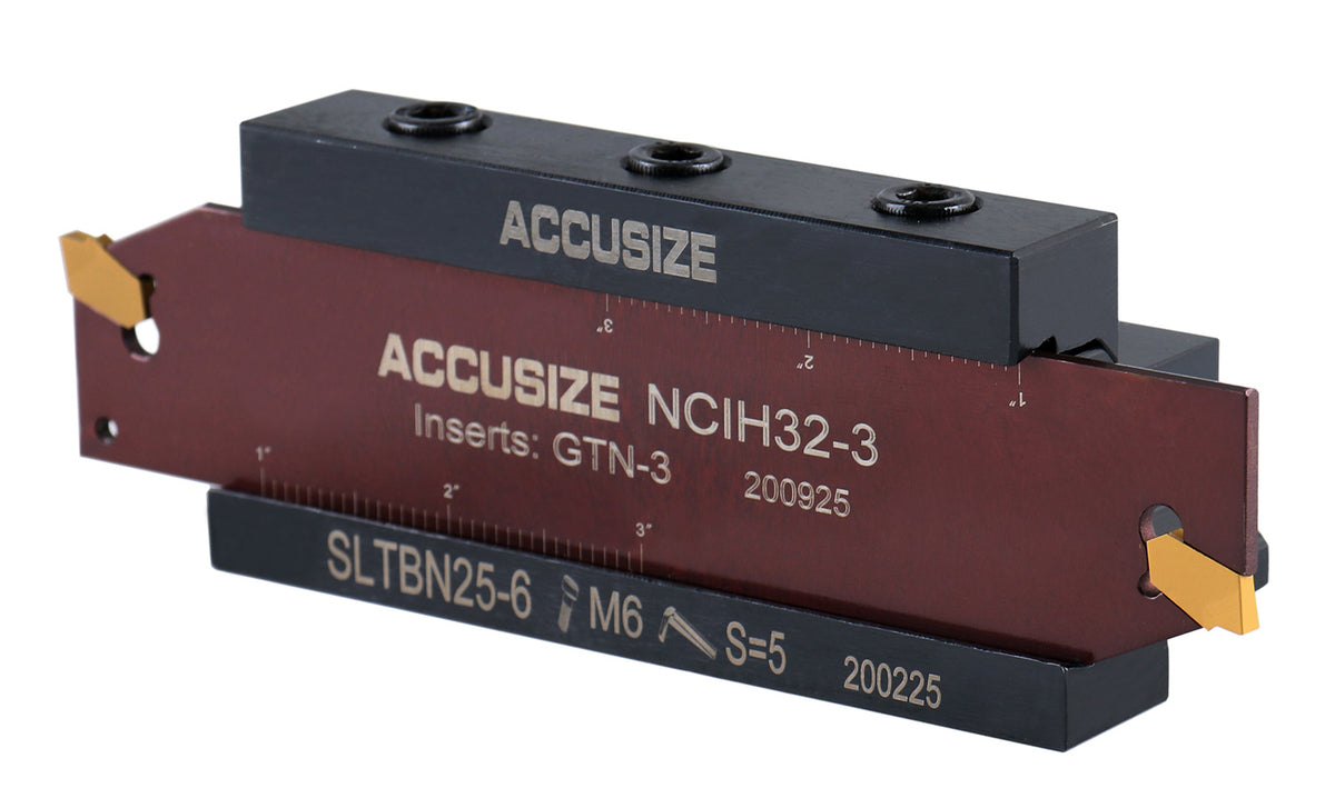 1'' Self-Lock Block Sltbn25.4-6 with 10 Pcs Gtn-3 Carbide Inserts and 1 Pc 0.120'' Width Ncih32-3 Blade, 2410-1010
