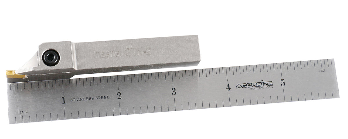 3/8'' by 1/2'' Heavy Duty Indexable Grooving/Parting Holder with a Gtn-2 Tin Coated Carbide Insert, 2415-5022