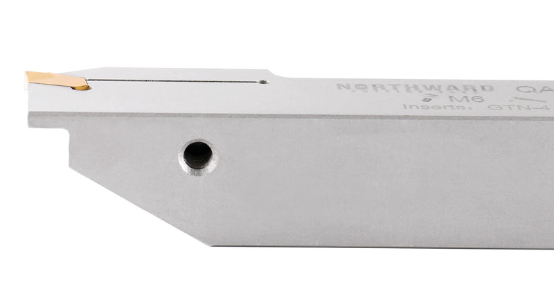1'' Shank Heavy Duty Indexable Grooving/Cut-Off Holder, Nickel Plated, with a Gtn-4 Tin Coated Carbide Insert, 2415-5036
