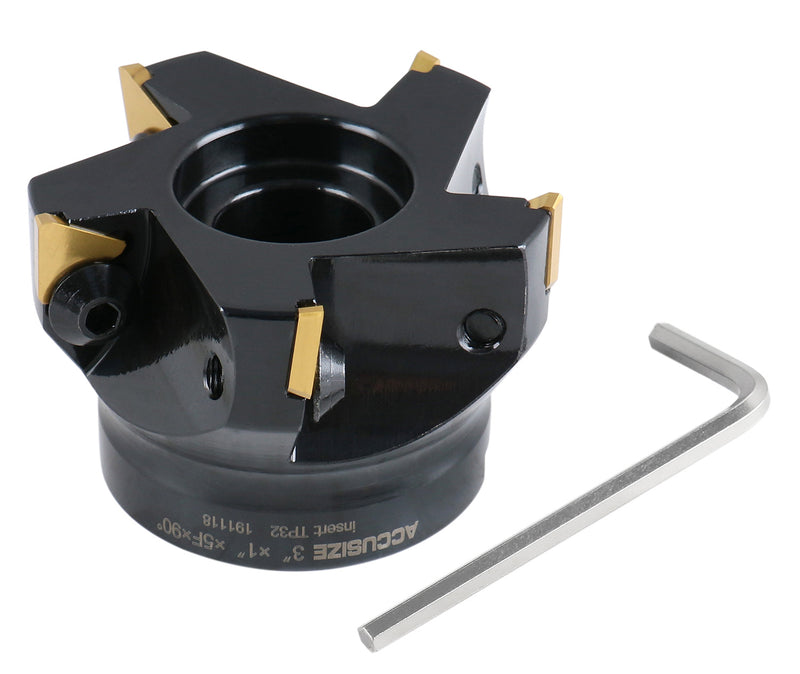 Positive Rake Face Mill Accusize 90 Degree Indexable Face Milling Cutters, Carbide TPG Insert