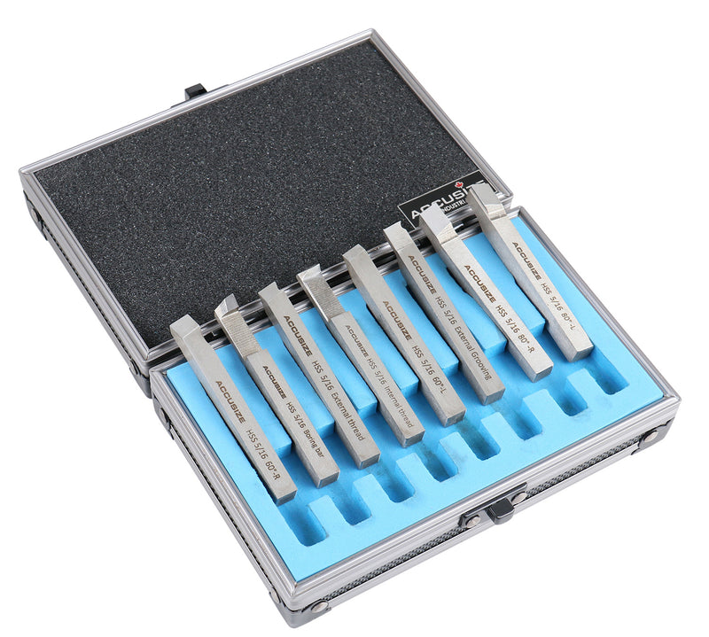 5/16'' 8 Pc H.S.S. Tool Bit Set, Pre-Ground for Turning and Facing Work, 2662-2002