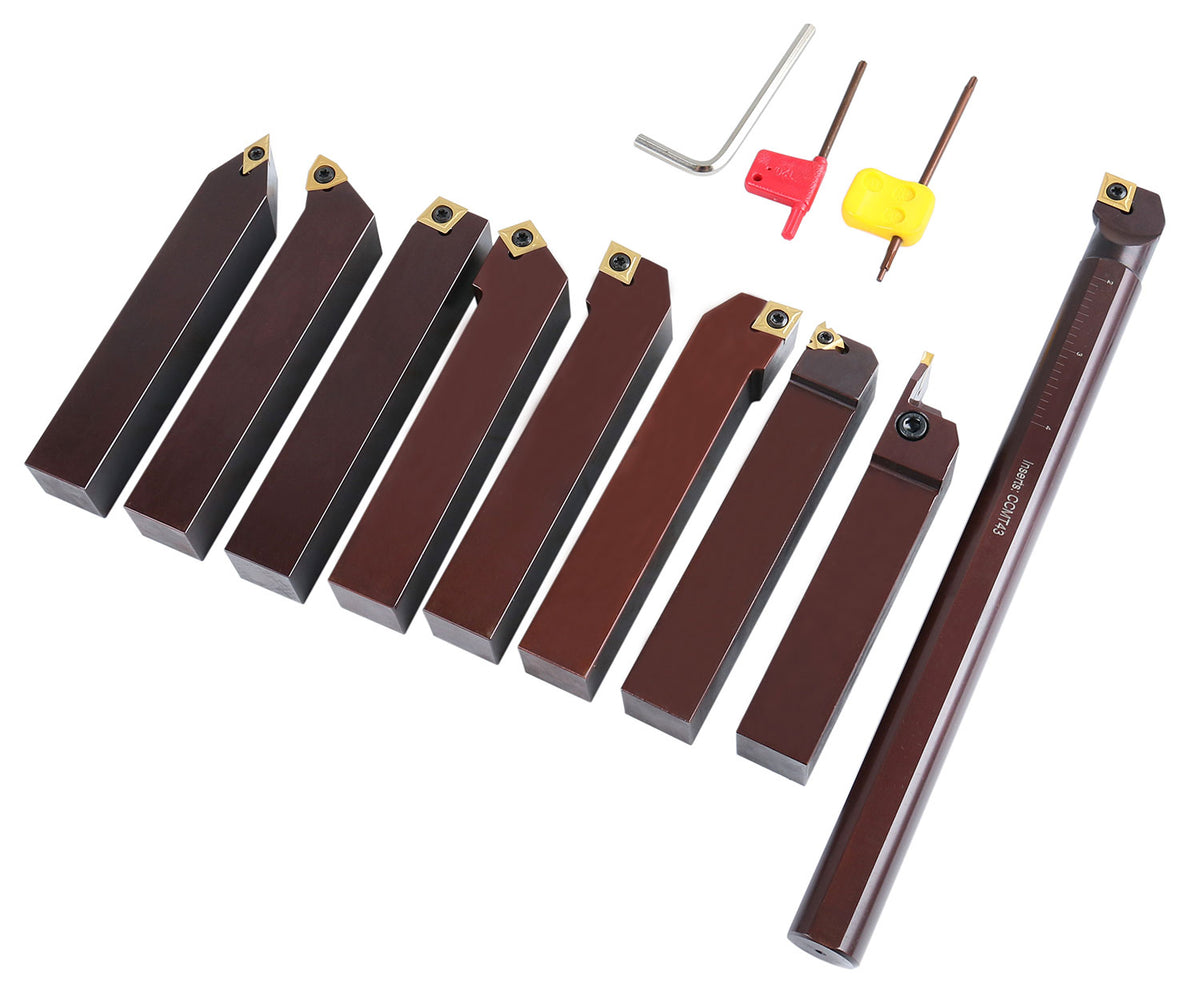 1" 9 Pieces/Set, Indexable Carbide Turning Tools and Boring Bar,  2988-0001