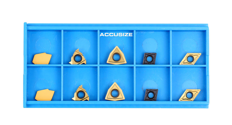 Accusize Industrial Tools 2 Pc of Each Kind of Carbide Inserts for 2988-0012, CVD Coated and Tin Coated, Total 10 Pieces, 2988-0012Inserts