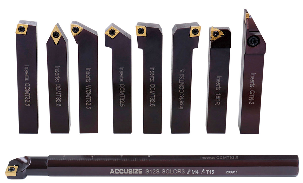 3/4" 9 Pieces/Set, Indexable Carbide Turning Tools and Boring Bar, 2988-0034