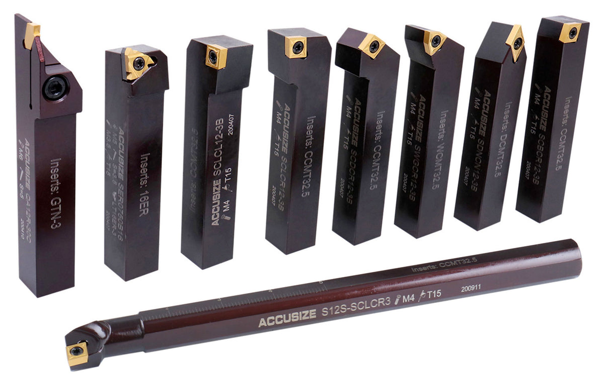 3/4" 9 Pieces/Set, Indexable Carbide Turning Tools and Boring Bar, 2988-0034