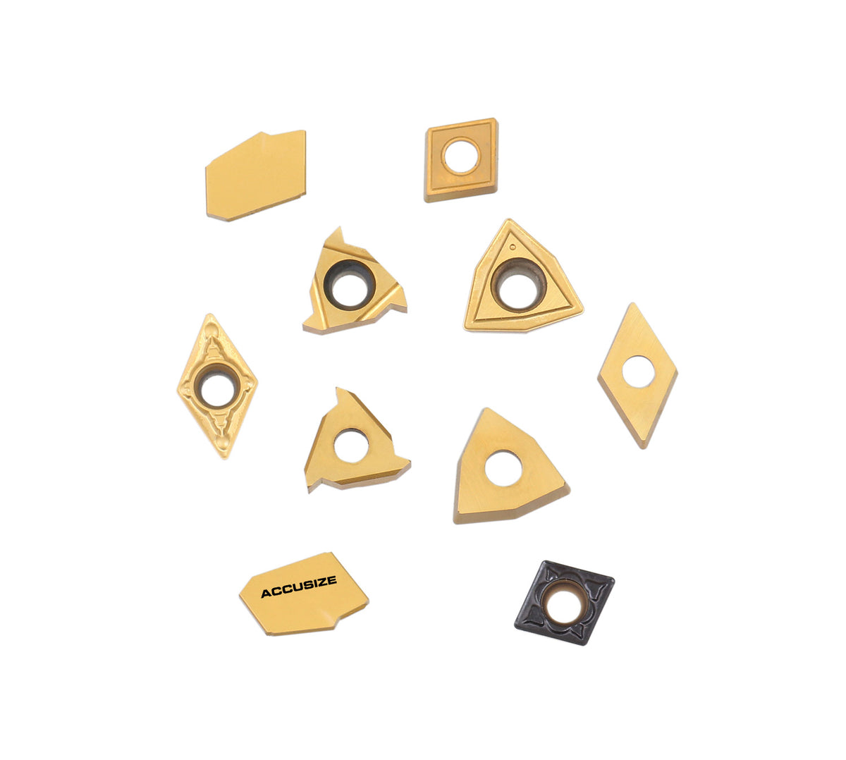 Accusize Industrial Tools 2 Pc of Each Kind of Carbide Inserts for 2988-0038, CVD Coated and Tin Coated, Total 10 Pieces, 2988-0038Inserts