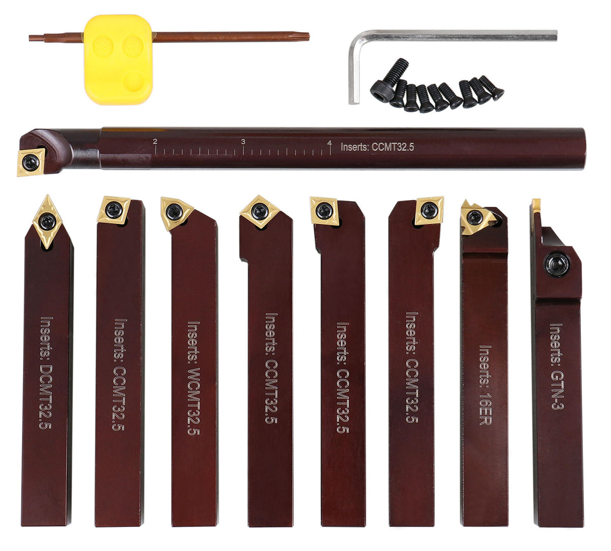 5/8" 9 Pieces/Set, Indexable Carbide Turning Tools and Boring Bar,  2988-0058