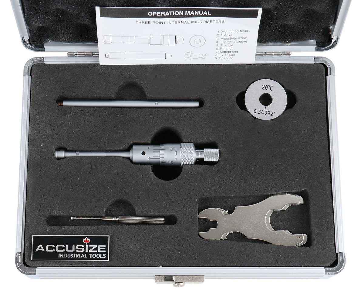 Three -Point Internal Micrometers, Ratchet Stop