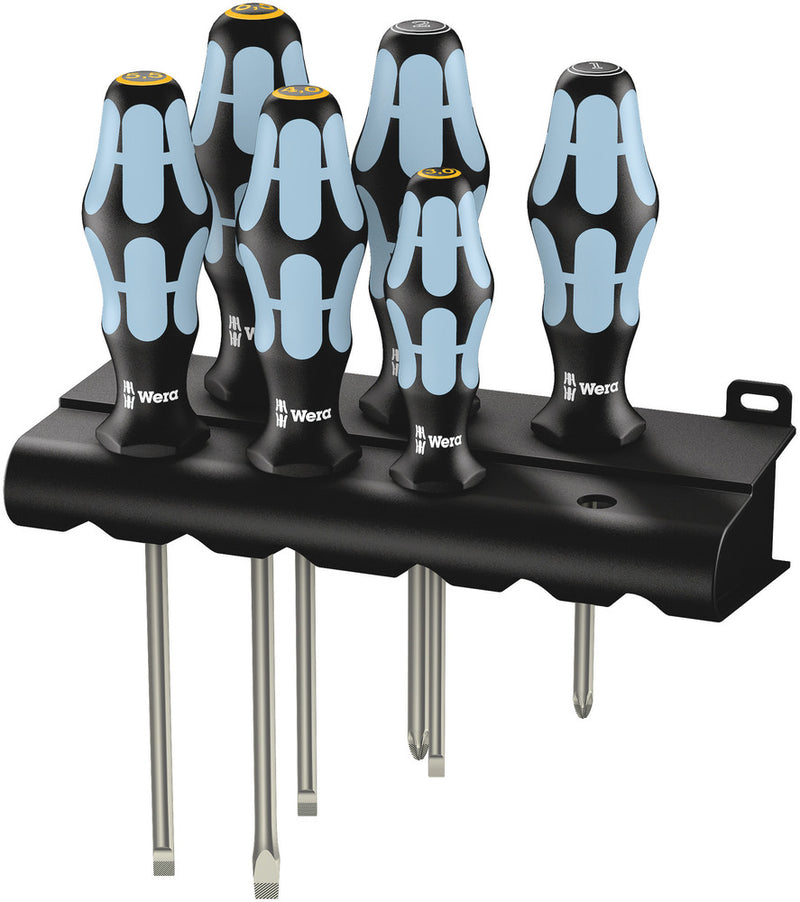 Wera 3334/3355/6 Screwdriver set, stainless and rack, 6pieces
