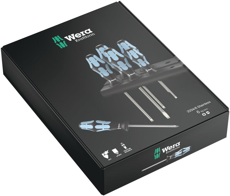 Wera 3334/6 Screwdriver set, stainless and rack, 6pieces