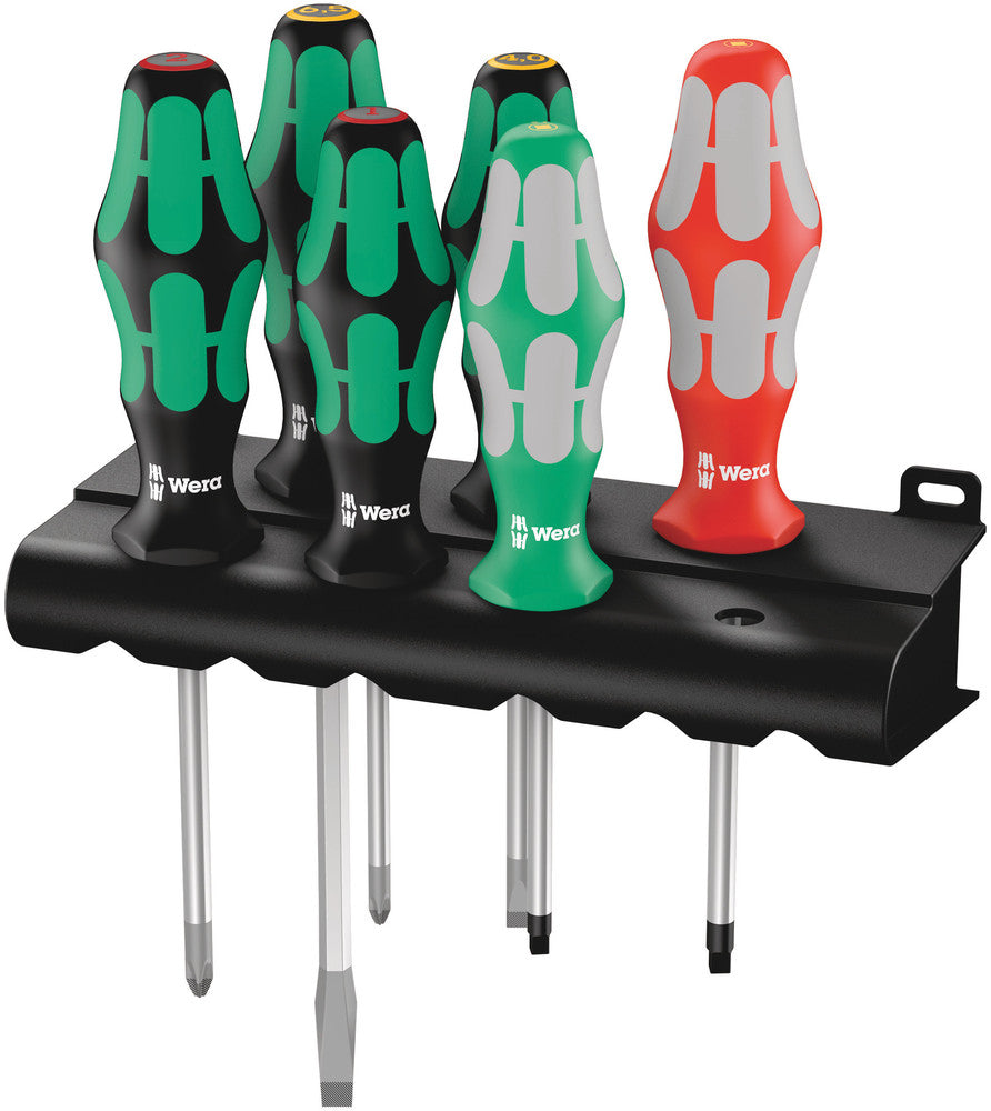 Wera 334/368/6 Jeu de tournevis et rack, 6 pièces