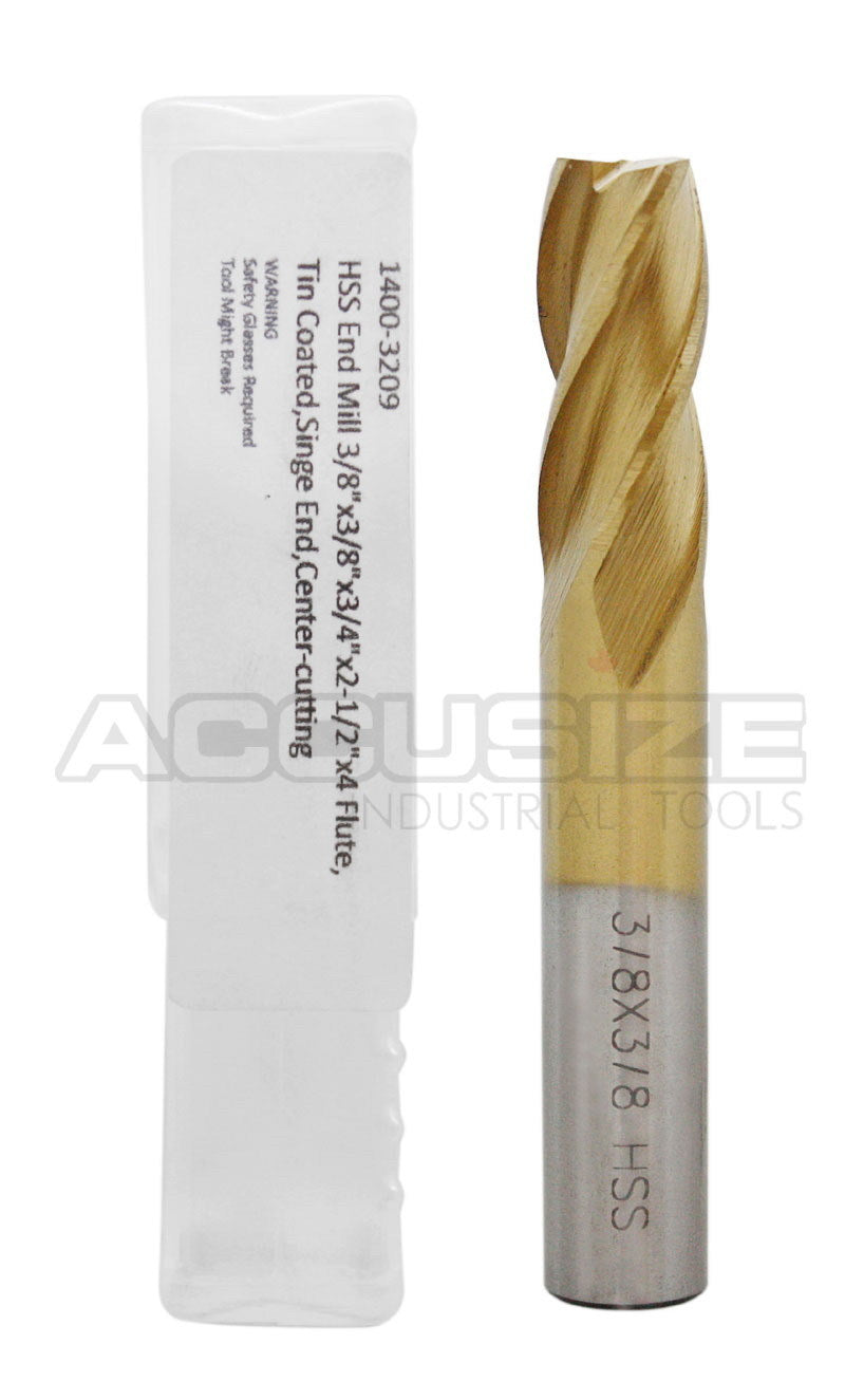 H.S.S. End Mills, TIN Coated, 4 Flute