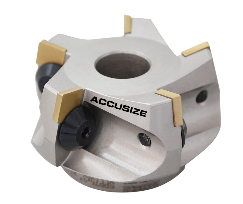 75 Degree Positive Rake Indexable Face Milling Cutters, with SPG422 Carbide Inserts Installed, Nickel Plated Body