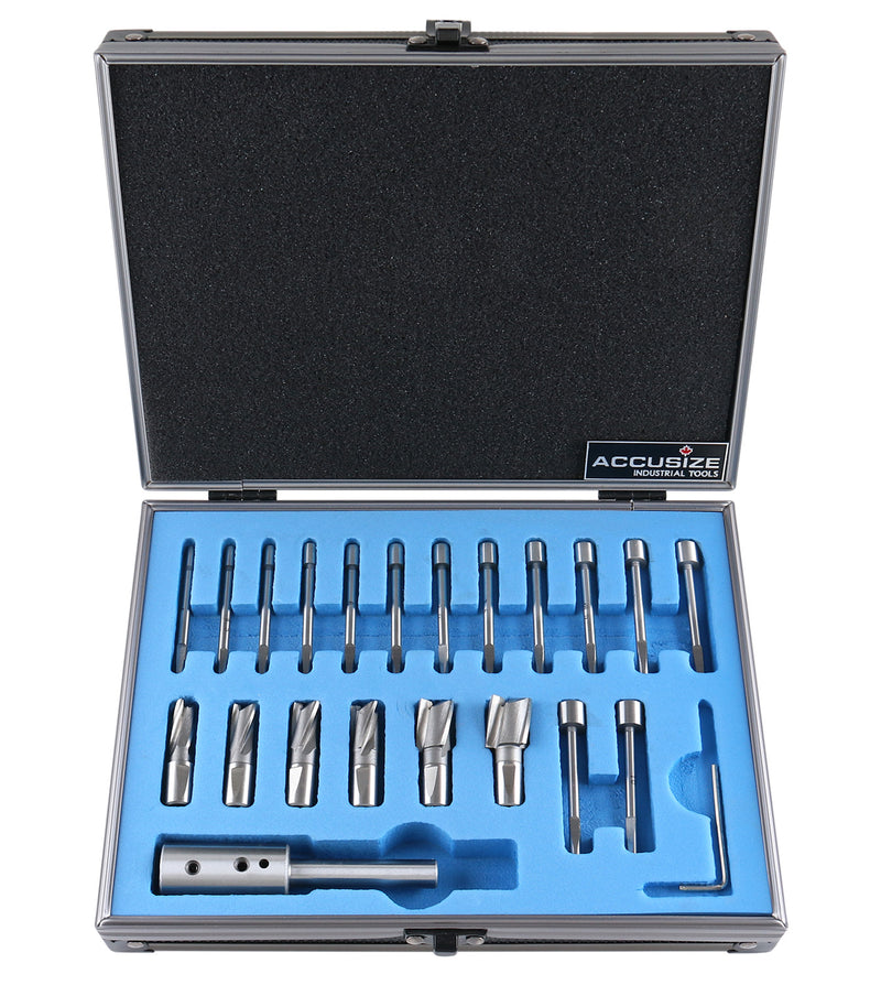 21 Piece High Speed Steel Interchangeable Pilot Counterbore Set, Imperial Size & Metric Size